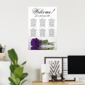 6 Table Elegante Royal Lila Rose Seating Chart Poster (Heimbüro)