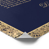 6 Table Navy Blue Gold Rose Hochzeitskarte Poster (Ecke)