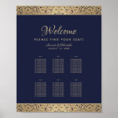 6 Tables Navy Blue Wedding Chart Gold Rose Poster (Vorne)