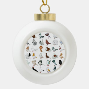 6 Tauben-Zucht Keramik Kugel-Ornament