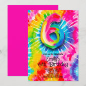 6. Tie Dye Geburtstag Einladung (Vorne/Hinten)
