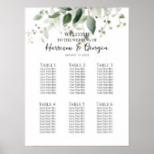 6 Tische Grüne elegante Hochzeitssitzkarte Poster (Vorne)