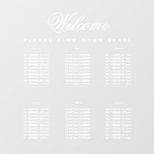 6 Tische Weiß, schlicht, transparent, Sitzplan Fensteraufkleber (Blatt)