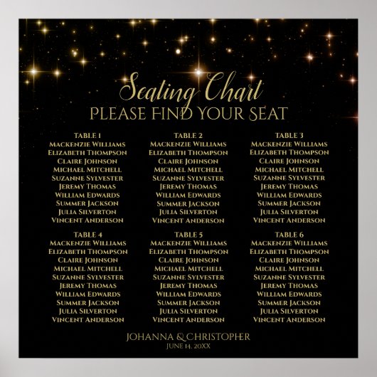 6 Tischschimmernde Glitzern Hochsitzdiagramm Poster (Vorne)