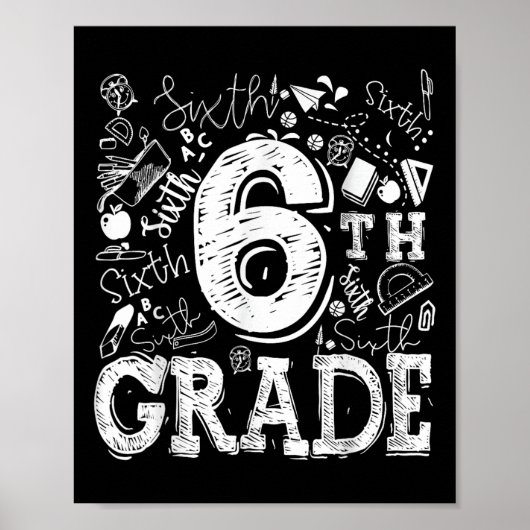 6. Typografie-Team Kinder Lehrerin zurück Poster (Vorne)