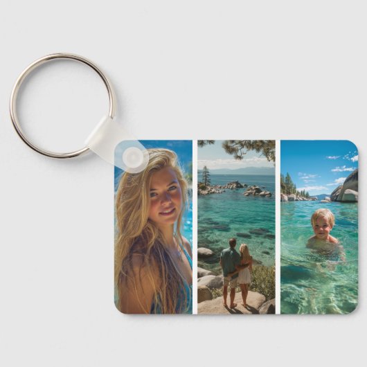 6 Vertical Strip Boho Photo Collage Schlüsselanhänger (Rückseite)