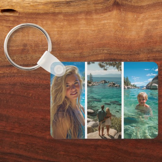 6 Vertical Strip Boho Photo Collage Schlüsselanhänger (Rückseite)