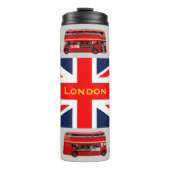 6 Vintage Doppeldeckerbusse Thermosbecher (Vorderseite)