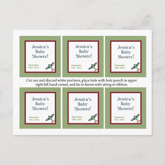 6 Vintage FlugzeugbegleiterTags Einladungspostkarte (Vorderseite)