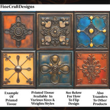 6 Vintage OM-Decoupage für gemischte Fliesen