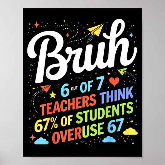 6 von 7 Lehrern denken, 67% der Schüler überbeansp Poster (Vorne)