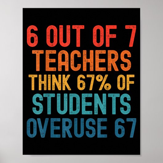6 von 7 Lehrern Six Seven Meme Schüler überbeanspr Poster (Vorne)