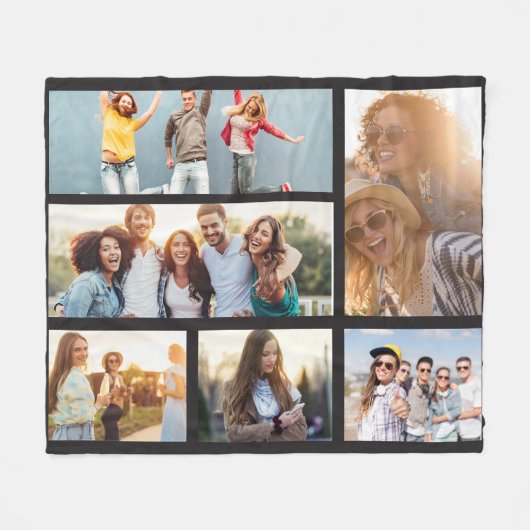 6 Vorlagenfoto-Collage Fleece Blanket (Vorderseite (Horizontal))
