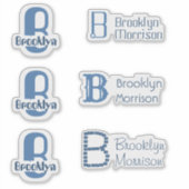 6 wasserdicht blaues Monogramm Name Kids Window La Aufkleber (Vorderseite)