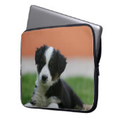6 Wochen-alte Border-Collie Laptopschutzhülle (Vorderseite Links)