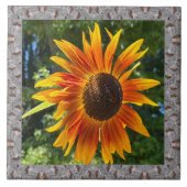 6"x 6" Keramik Tile mit fröhlicher Orangenblume Fliese (Vorderseite)