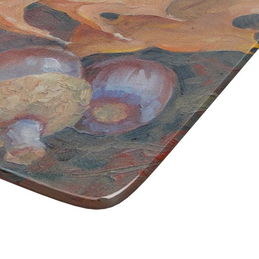 6" x 7" Glasschneidenbrett-Blätter und -eicheln. Schneidebrett (Ecke)