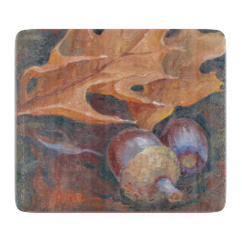 6" x 7" Glasschneidenbrett-Blätter und -eicheln. Schneidebrett