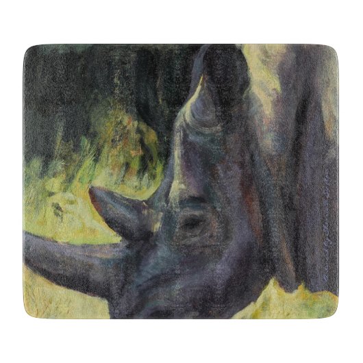 6" x 7" Glasschneidenbrett mit Nashornbild Schneidebrett (Vorderseite)