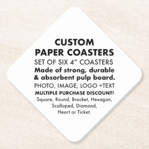 6 x Benutzerdefinierte Personalisiert 4" DIAMONOND Untersetzer