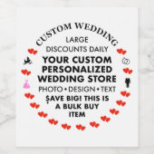 6 x Custom Wedding WINE LABELS - 3,5" x 4" Weinetikett (Einzelnes Label)