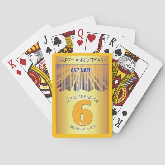 6 Year | Golden Ray 12 Step CUSTOM NAME Spielkarten (Rückseite)