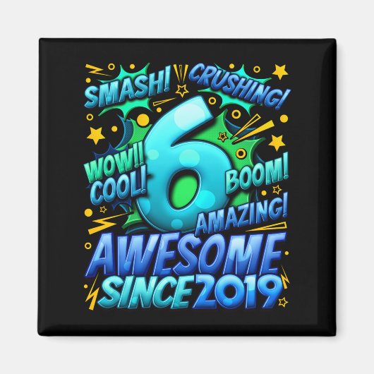 6 Year Old For Boys 6th Birthday Boy 6 Year Old Bo Magnet (Vorne)