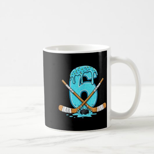 6 Year Old Hockey Ice Cream Drip Youth 6th Birthda Kaffeetasse (Rechts)