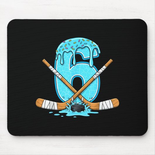 6 Year Old Hockey Ice Cream Drip Youth 6th Birthda Mousepad (Vorne)
