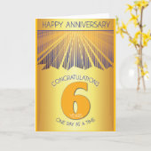 6 Year Sober Anniversary | Golden Ray 12 Step Karte (Gelbe Blume)