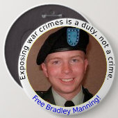 6 Zoll freier BradleyManning Knopf Button (Vorne & Hinten)
