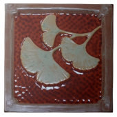 6 Zoll Keramik mit grünem Gingko-Blatt Fliese (Vorderseite)