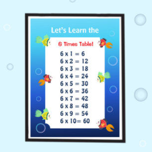 6er-Reihe Poster für Kinder Ozean-Mathematik