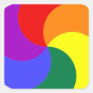 6partialmoonsrainbow COLORFUL GRAPHIC CIRCU Quadratischer Aufkleber