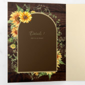 6pg Hochzeitsprogramm für Rustikale Holzsonnenblum Dreifach Gefaltete Einladung (Innen Erste Seite)