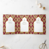 6pg NIKAH WALIMAH White Red Gold Verziertes Tri-Fo Dreifach Gefaltete Einladung (Innenseite)