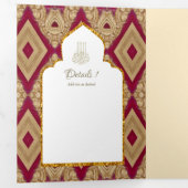 6pg NIKAH WALIMAH White Red Gold Verziertes Tri-Fo Dreifach Gefaltete Einladung (Innen Erste Seite)