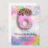 6th Birthday Girls Invitation Einladung (Vorne/Hinten)