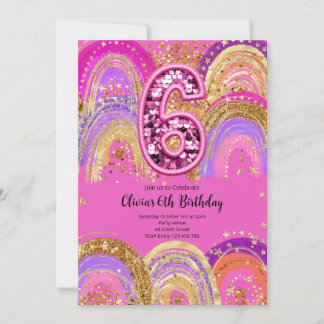 6th Birthday Girls Invitation Einladung