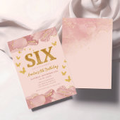 6th Birthday Invitation Pink Gold Glitter Girl Einladung