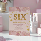 6th Birthday Invitation Pink Gold Glitter Girl Einladung