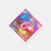 6th Birthday Party Gold Pink Glitter Disco Ball Serviette (Ecke)