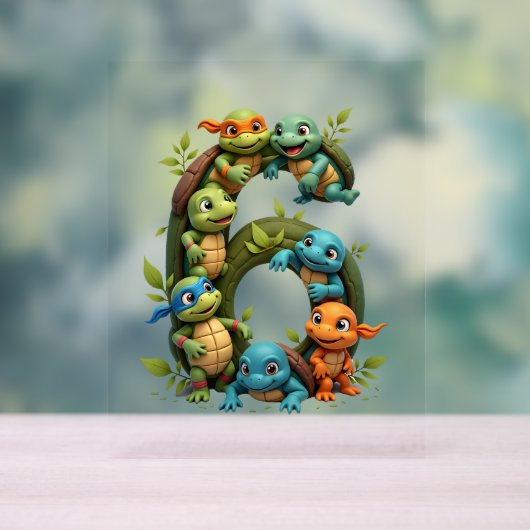 6th Birthday Sea Turtle Tortoise Theme Party 6 Yea Acrylschild (Neutral)