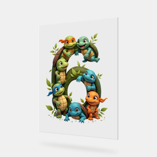 6th Birthday Sea Turtle Tortoise Theme Party 6 Yea Acrylschild (Winkel)