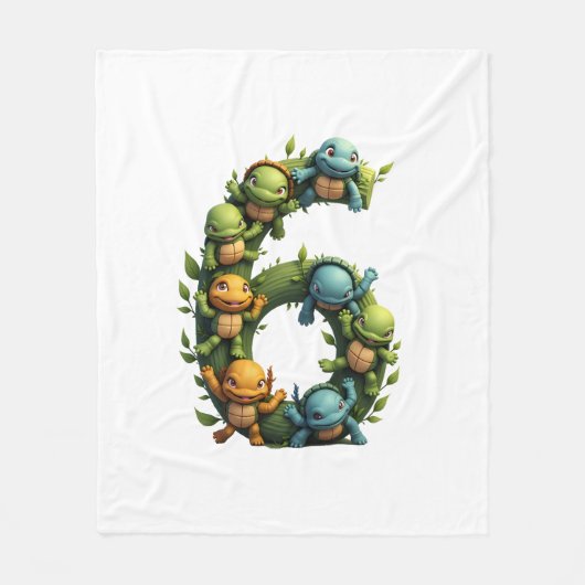 6th Birthday Sea Turtle Tortoise Theme Party 6 Yea Fleecedecke (Vorderseite)