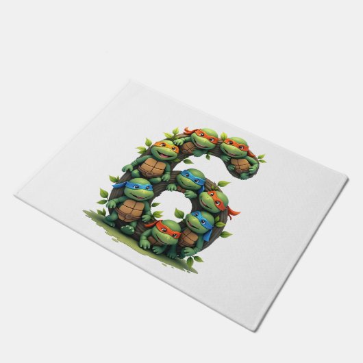 6th Birthday Sea Turtle Tortoise Theme Party 6 Yea Fußmatte (Schrägansicht)