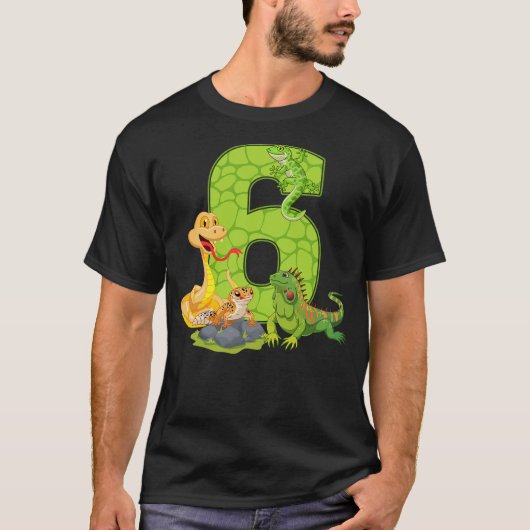 6th Birthday Snake Lizard Reptile 6 Year Old Birth T-Shirt (Vorderseite)