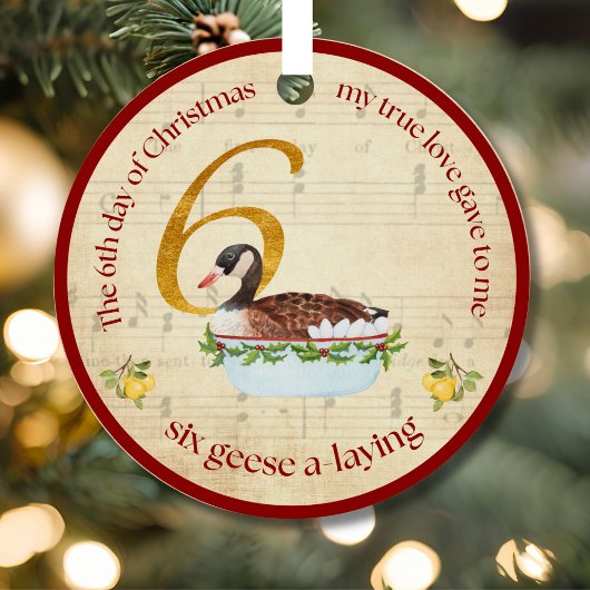 6th Day of Christmas Six Geese A-Laying Ornament Aus Metall