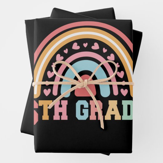 6th Grade Cute Rainbow Back To School Student Gift Geschenkpapier Set (Beispiel)