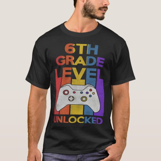 6th Grade Level Unlocked Video Gamer Back to Schoo T-Shirt (Vorderseite)